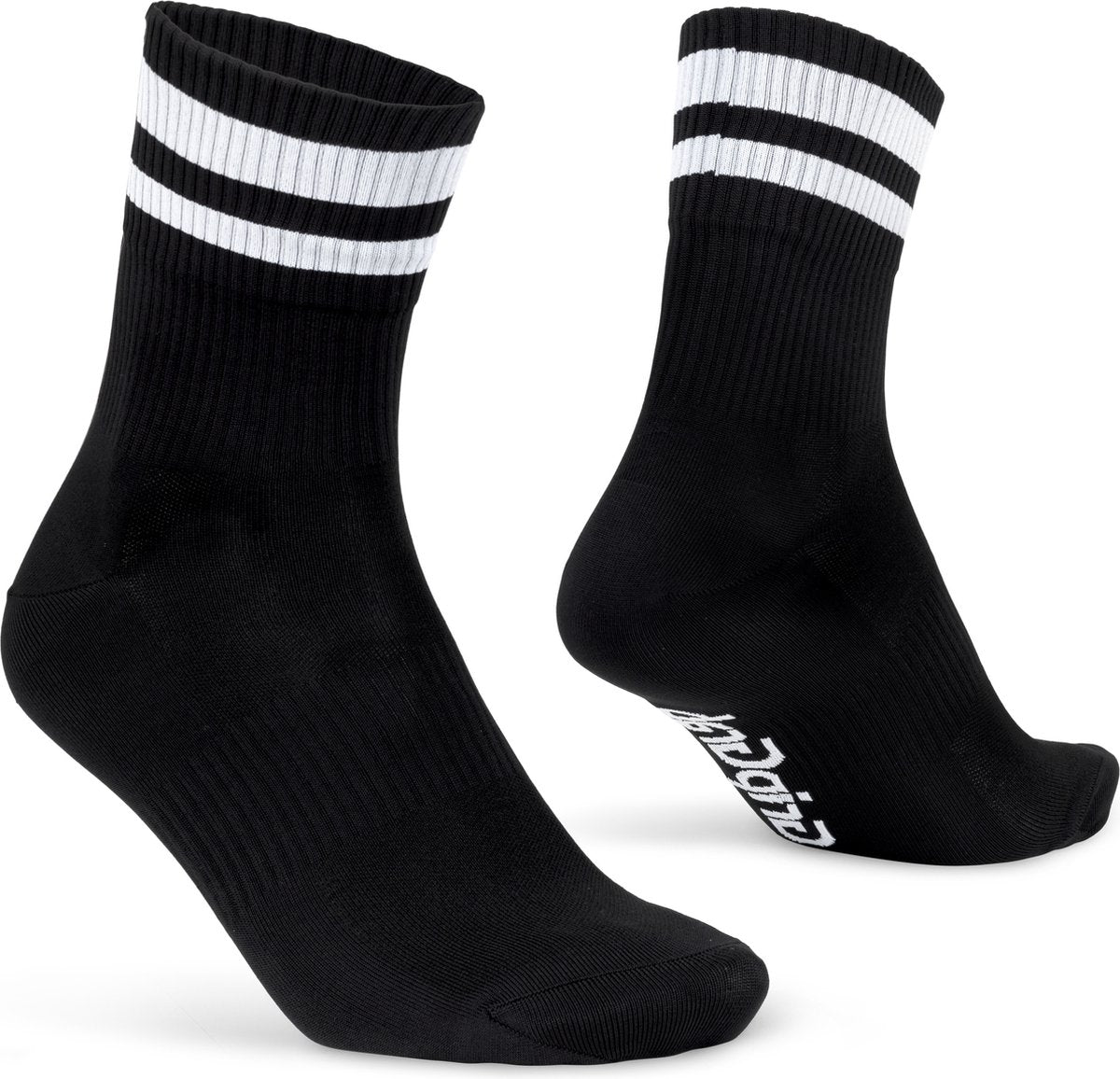 Gripgrab - chaussettes de cyclisme d'été originales à rayures chaussettes de cyclisme rétro à rayures coolmax - unisexe - noir - taille m (41-44)