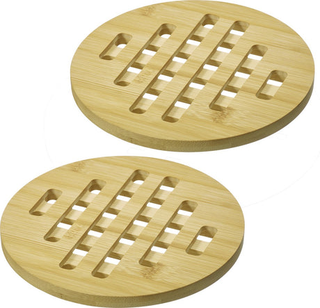 Westmark dessous de verre tapas + friends – dessous de verre ronds pour protéger la table des rayures et des brûlures, idéal pour la table à manger – bambou, 20 cm, 2 pièces