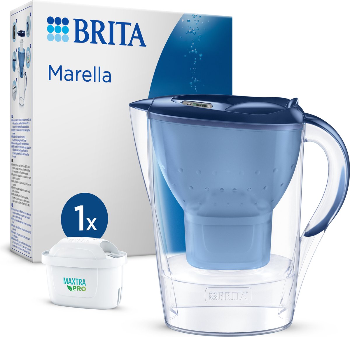 Brita - carafe filtrante - marella cool - 2,4l - bleu - incl. 1 cartouche filtrante tout-en-1 maxtra pro