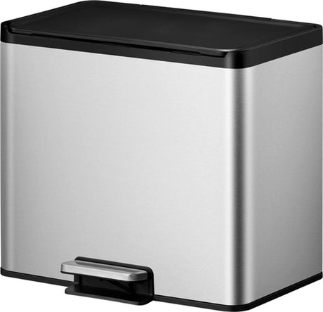 EKO Essential Recycling Pedal Bin 3 x 9 litres tapis acier inoxydable