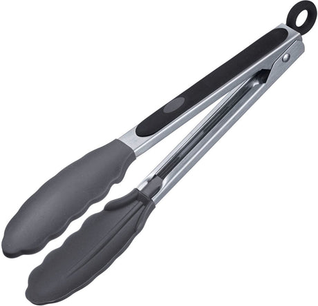 Pince de service Westmark, avec plaques en silicone et poignées en caoutchouc, longueur : 21 cm, acier inoxydable plastique silicone, silicone classique mini, argent noir, 16162270