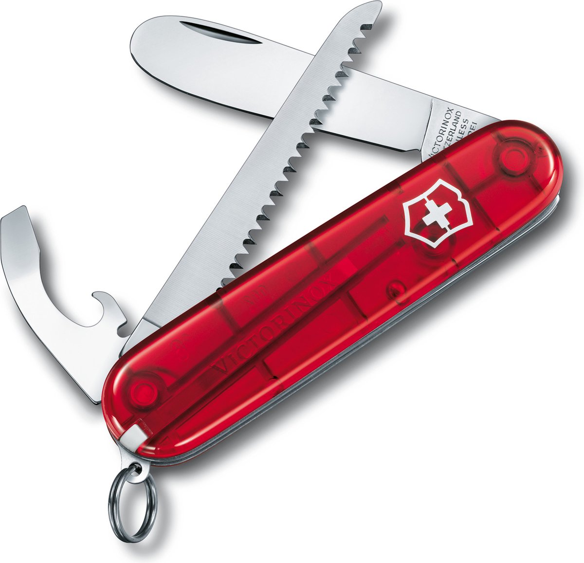 Victorinox mon premier couteau de poche pour enfants - 9 fonctions - rouge transparent - avec cordon de cou