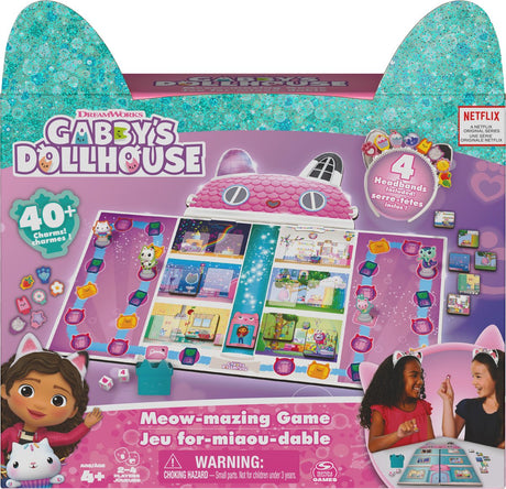 Spin Master Games Jeu de société Gabby's Dollhouse - avec 4 bandeaux oreilles de chat