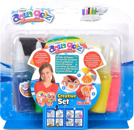 Set créatif Simba aqua gelz, 7 flacons de gel coloré de 30 ml, 4 moules, 4x additifs pour l'eau, à partir de 8 ans - paquet hobby