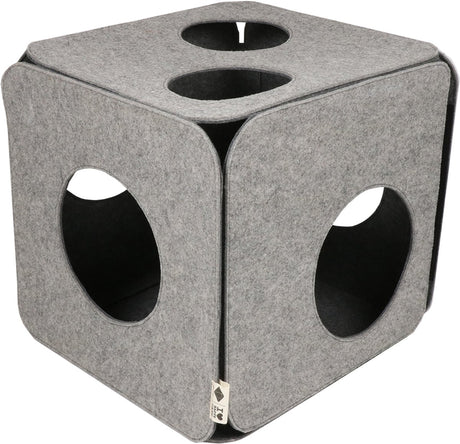 D d home i love happy cats cube de jeu en feutre - nala - gris - 40x40x40cm