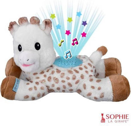 Sophie la girafe berceuse rêves lumineux peluche - projecteur d'étoiles - fonction musique avec 15 mélodies - avec contrôle du volume - arrêt automatique - piles incluses - 32x17x20 cm