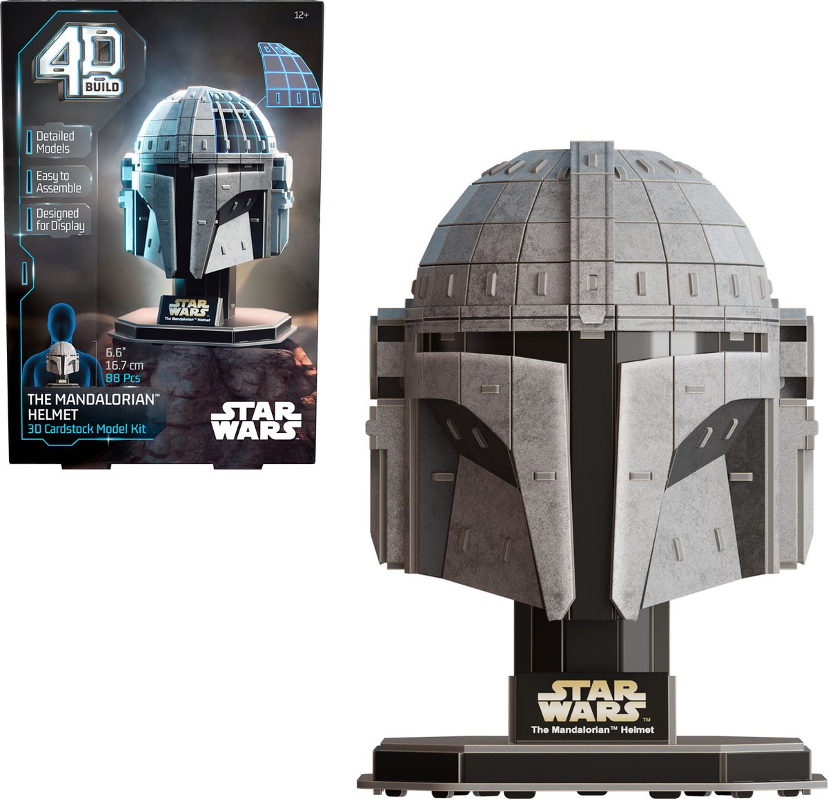4d build star wars - le casque mandalorien - puzzle 3d - 88 pièces - kit de construction en carton