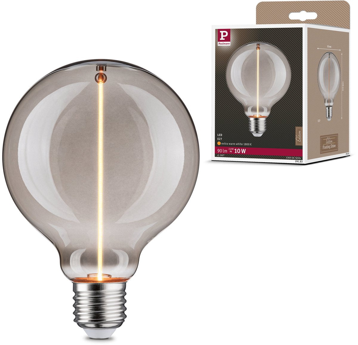 Globe LED Paulmann Floating Shine Standard 230 V E27 90LM 2,8W 1800K Verre Fumé