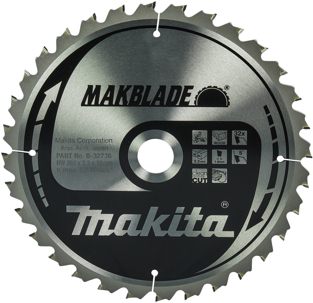 Makita accessoires lame de scie circulaire bois 260x30x2,3 32t 5g - b-08931