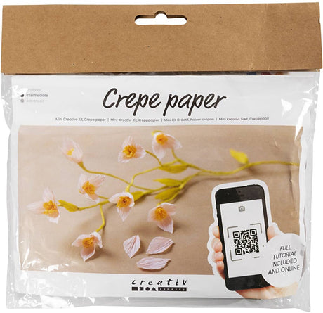 Creativ company mini hobby set papier crépon, branche de cerisier, rapport crêpe : 180%, 1 boîte