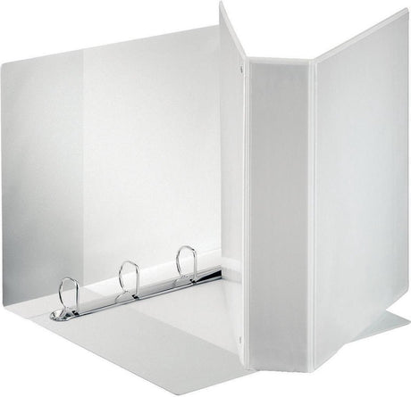 Classeur à anneaux panoramique standard Esselte a4 - 4 anneaux - largeur de dos de 86 mm - capacité de 600 feuilles - blanc