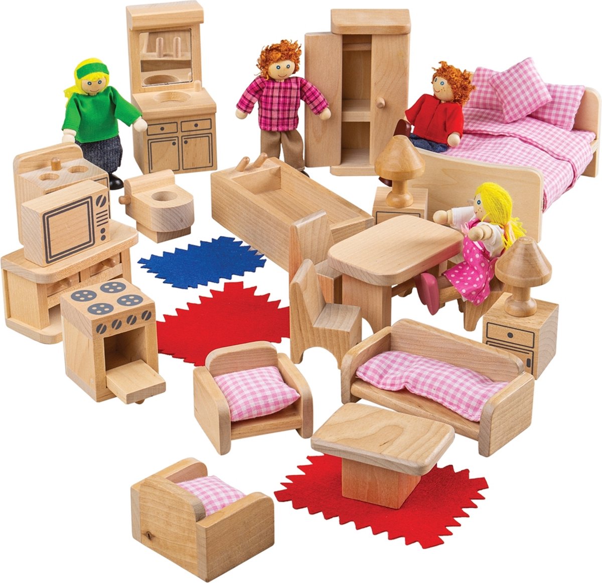 Maison de poupée Bigjigs - meubles et poupées - 26 pcs