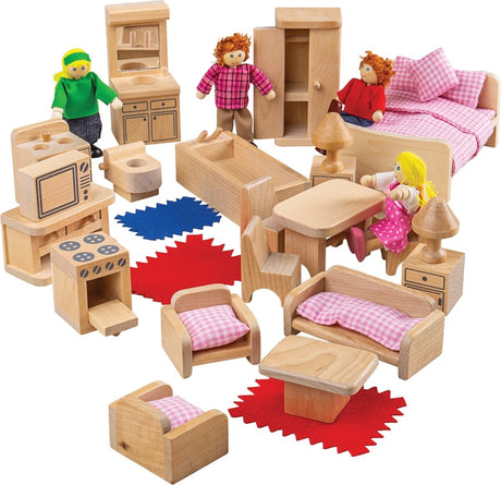 Maison de poupée Bigjigs - meubles et poupées - 26 pcs