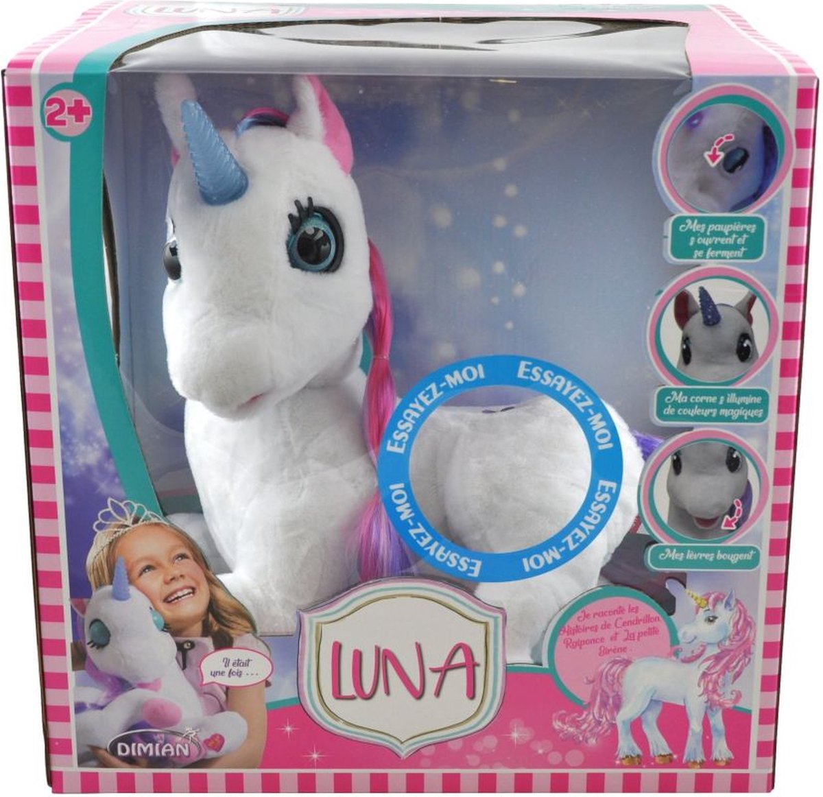 Dimian peluche luna raconte 3 histoires - yeux mobiles - fr.