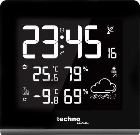 Station météo Technoline - ws 9065 - 165x170x26mm - noir argent - avec 1 capteur extérieur 30m et rétroéclairage réglable - tl-ws9065