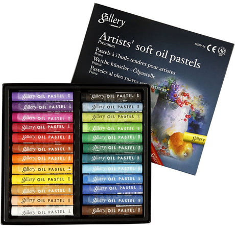 Mungyo gallery pastel à l'huile premium, l: 7 cm, épaisseur 10 mm, différentes couleurs, 24 pièces 1 boîte
