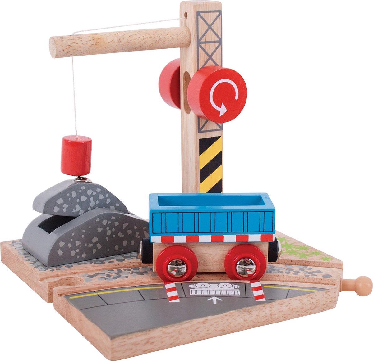 Rails en bois Bigjigs - grue à gravier