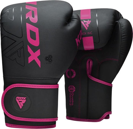 Gants de boxe Rdx sports f6 kara - gants de boxe - entraînement - gants d'arts martiaux - boxe - rose - mat - 12 oz
