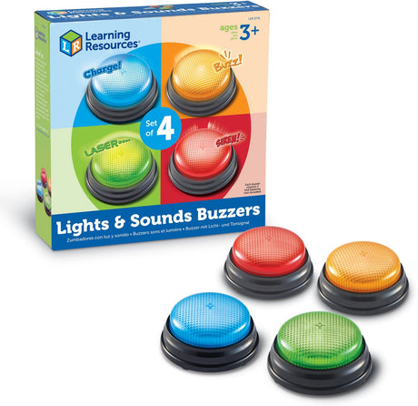 Ressources d'apprentissage allume et sonne les buzzers (ensemble de 4) - 3+