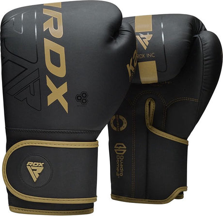 Gants de boxe Rdx sports f6 kara - gants de boxe - entraînement - gants d'arts martiaux - boxe - or - mat - 14 oz