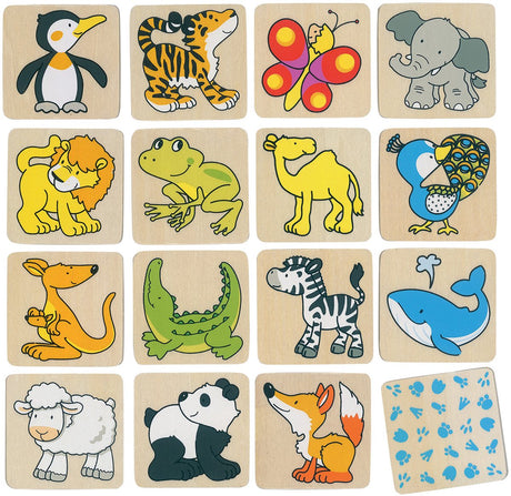Animaux mémo en bois Goki, 32 pcs.