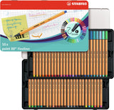 Stabilo point 88 - feutre fin 0,4 mm - boîtier en métal de 50 pièces - avec 47 couleurs différentes