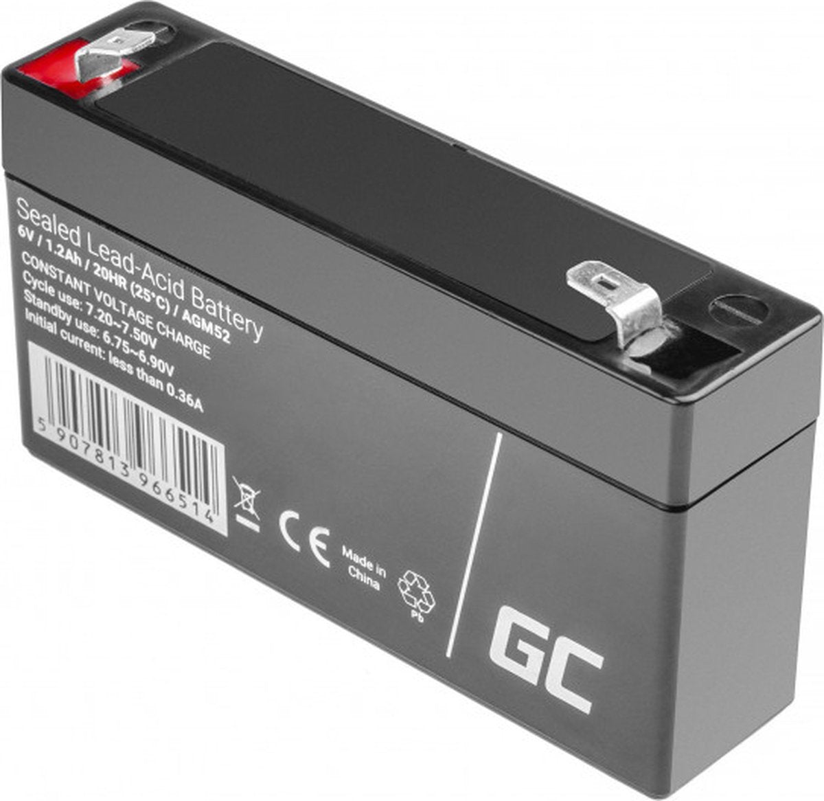 Batterie verte 6v 1,2ah (f1 4,6 mm) 1200 mah vrla agm