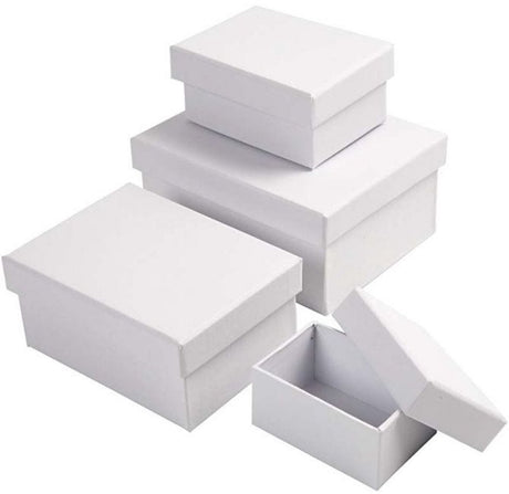 Creativ Company Boîtes rectangulaires blanches avec couvercle, 4e.