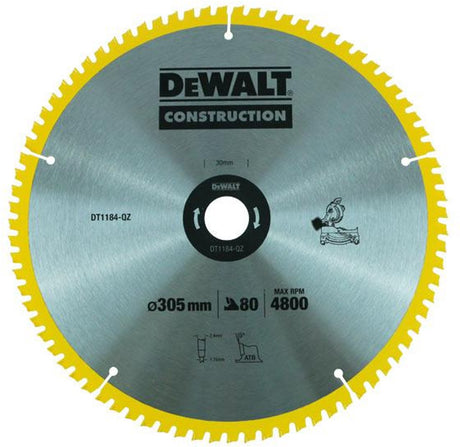 Dewalt dt1184-qz - lame de scie circulaire - 305 mm - 80 dents - pour bois