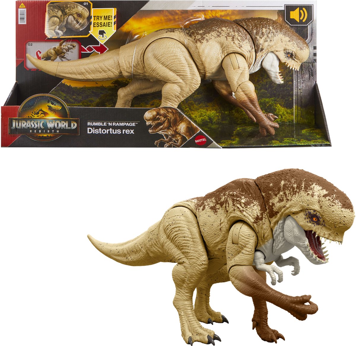 Mattel Jurassic World Rebirth - Dino méchant - Distortus Rex