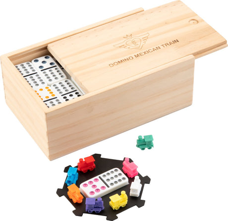 Jeux de Longfield Train Mexican Dominospel Double 12 Boîte en bois