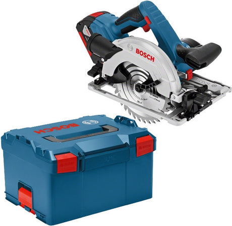 Ensemble de scie circulaire à batterie Bosch gks 18v-57 g 18v li-ion (2x batterie 4,0ah) en l-boxx - 165mm