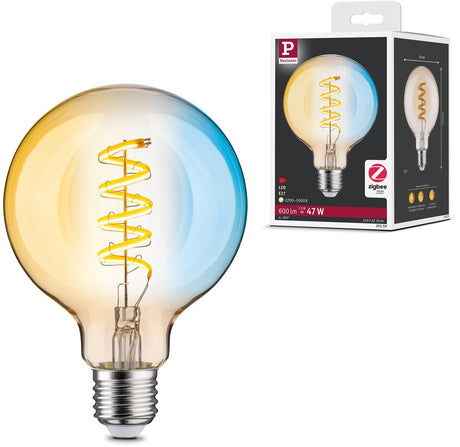 Paulmann Filament 230 V Smart Home Zigbee 3.0 Globe LED G95 E27 600LM 7,5W Blanc réglable à intensité variable Or