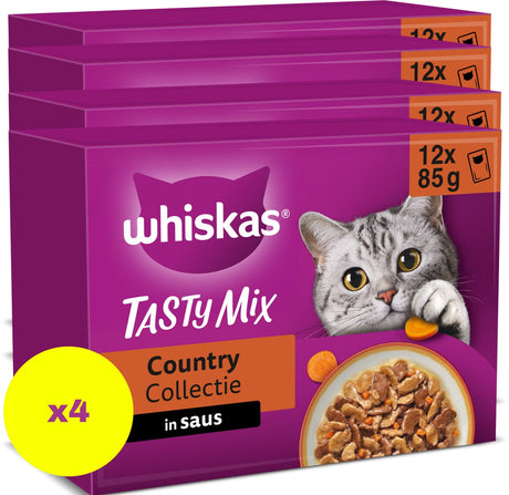 Nourriture pour chat Whiskas - adulte 1+ - mélange savoureux - sélection du pays en gelée - 48x85g