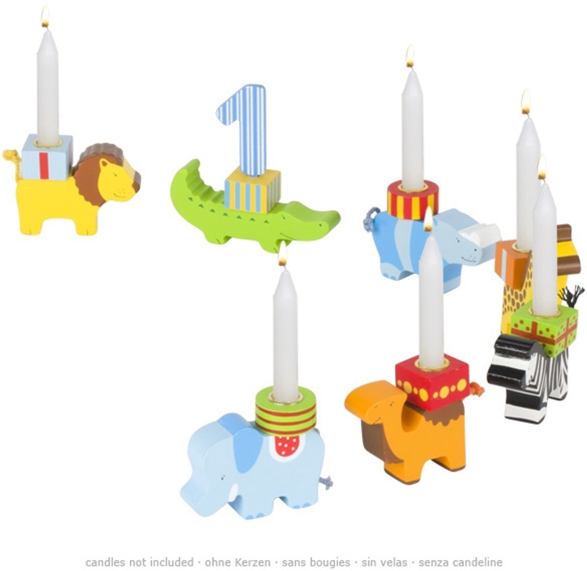 Bougeoir Goki : défilé d'animaux anniversaire l53cm, interchangeable