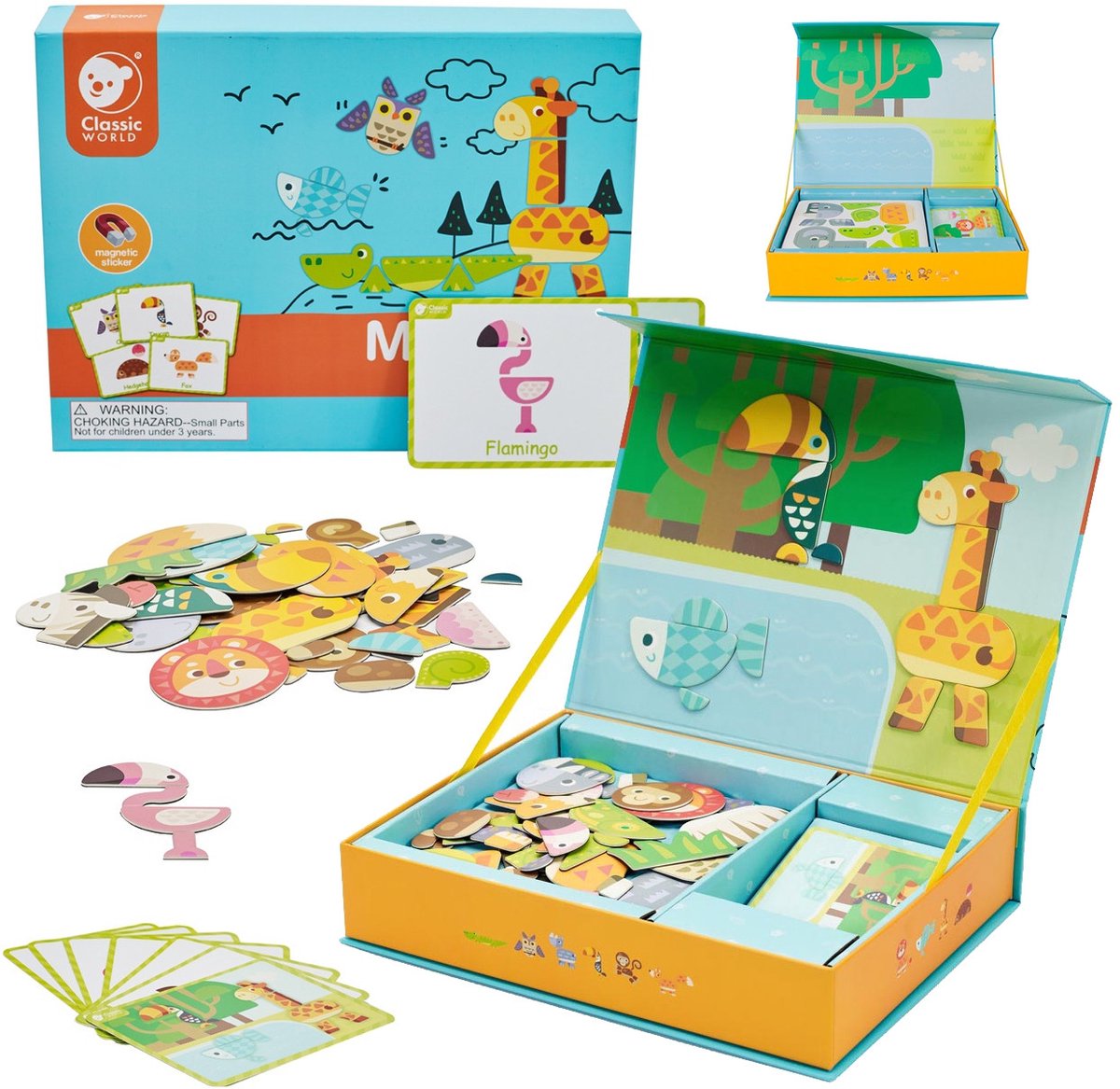 Jeu magnétique du monde classique, animaux de la forêt, 60 pièces