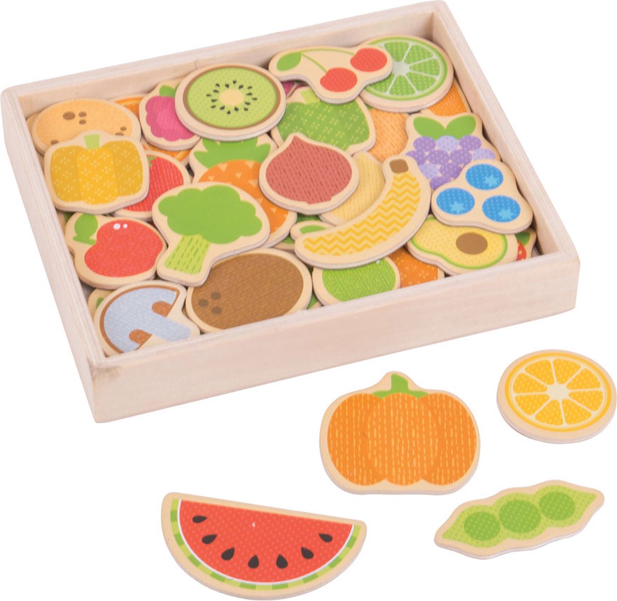 Aimants fruits et légumes en bois Bigjigs - - à partir de 3 ans
