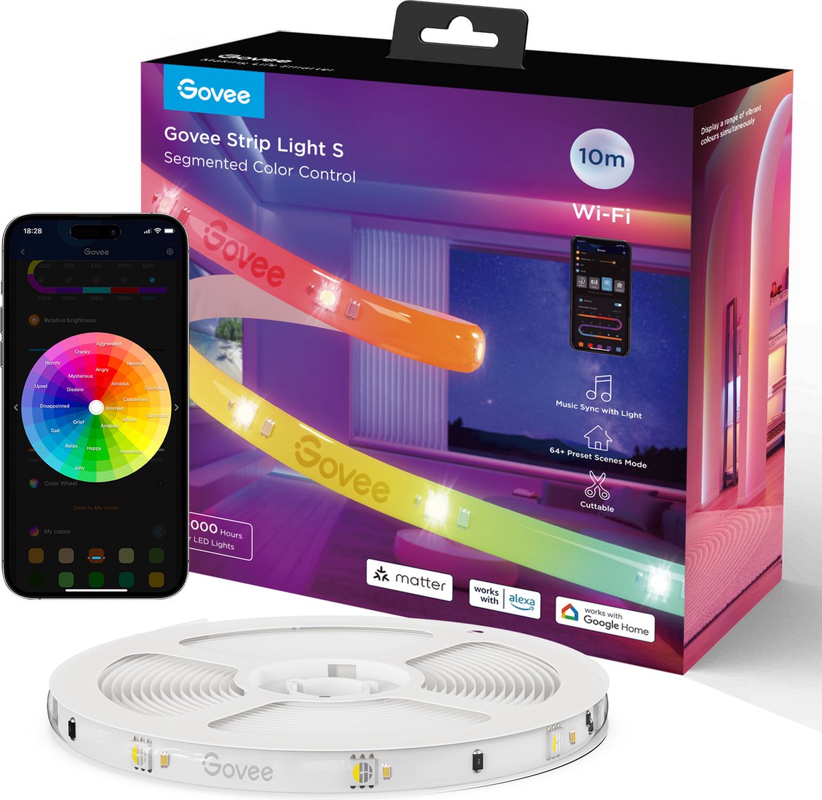 Bande lumineuse Govee s 10 m - bande LED - rgbicw - contrôle par application - alexa google - compatible matière