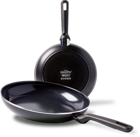 Greenpan Memphis set de poêles 2 pièces - 24 28 cm - revêtement antiadhésif sans PFA - set de poêles à induction - poêle en céramique - passe au four jusqu'à 160°c - poignées froides - noir