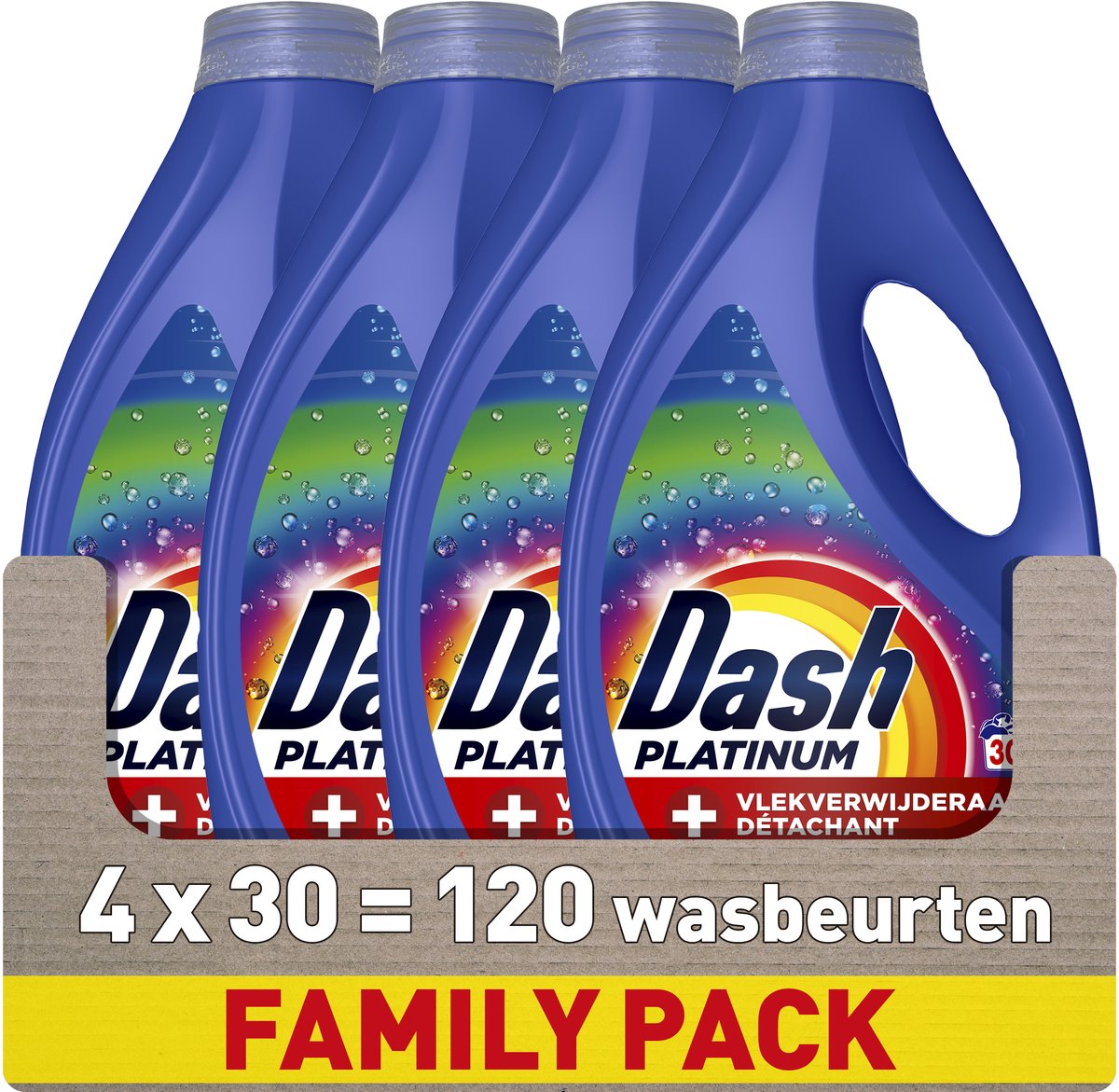 Lessive liquide Dash + détachant supplémentaire pour couleurs - 4 x 30 lavages