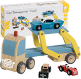 Transporteur en bois du monde classique avec 3 voitures