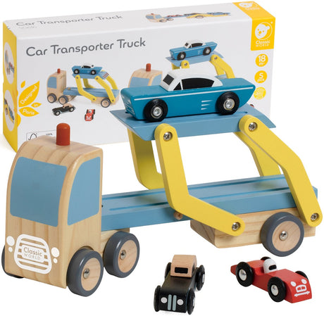 Lobbes Toys BV Classic World transporteur en bois avec 3 voitures