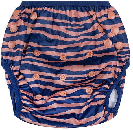 Rayures vibrantes | couche de bain lavable bleu orange