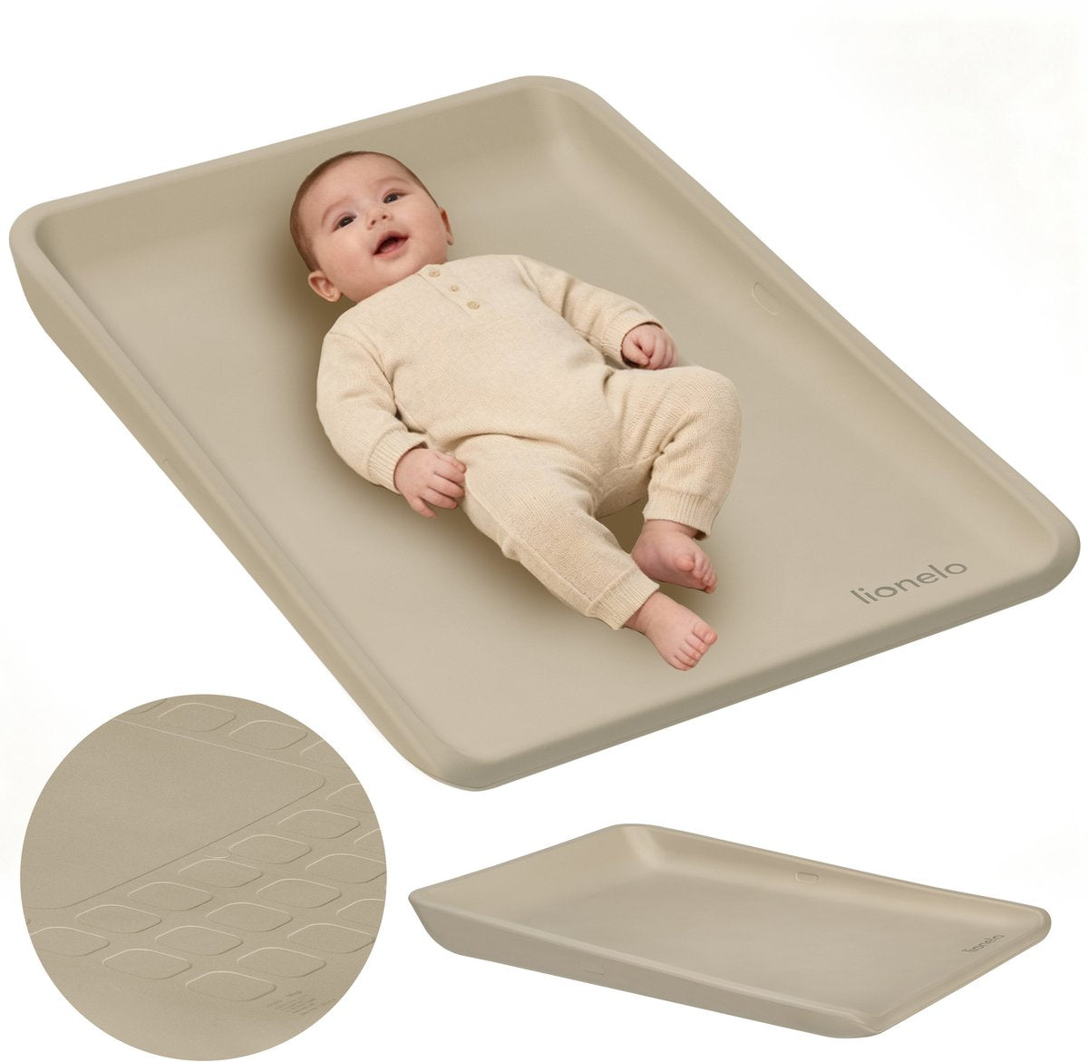 Matelas à langer Lionelo megs - matelas à langer multifonctionnel imperméable avec bords surélevés, mousse PU antidérapante - confortable, sûr, hygiénique (70×49×7 cm)