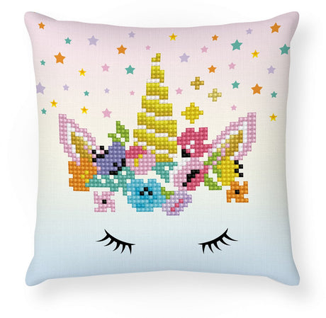 Diamond dotz® coussin de peinture diamant - adultes enfants - ddp2.044 - couronne de licorne 18 x 18 cm - pierres rondes - paquet complet