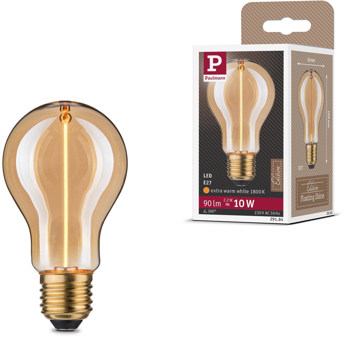 Ampoule LED Paulmann à éclat flottant standard 230 v E27 90lm 2,2W 1800K or