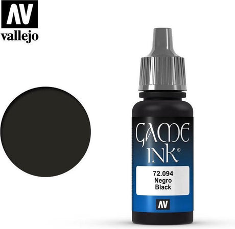 Vallejo Hobby Paint Peinture acrylique - 72094 Game Color - Encre noire - Acrylique - Flacon de peinture - 18 ml