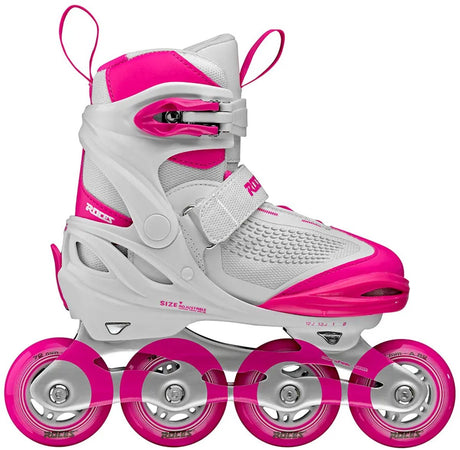Roces moody x tif girl patins à roues alignées réglables enfants - patins à roues alignées - patins de croissance - blanc rose - taille 30-35