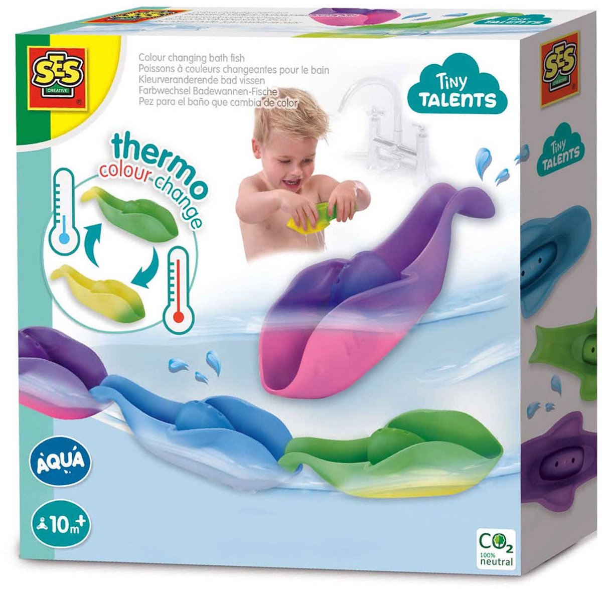 Ses creative - petits talents - jouets de bain Montessori - poissons en rangée qui changent de couleur - 3 pièces - nombreuses possibilités de jeu - change de couleur en fonction de la température de l'eau - jouet 1 an