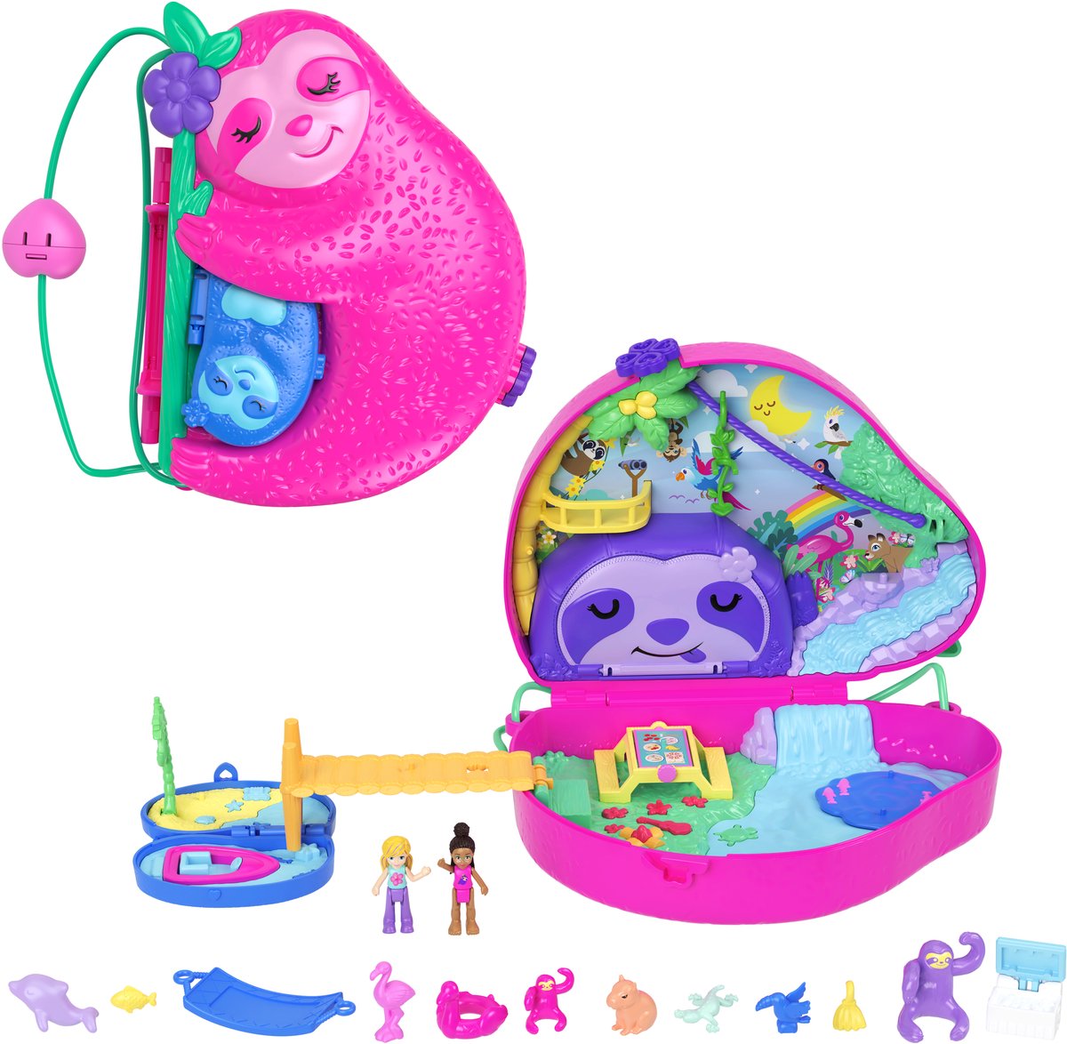 Mattel Polly Pocket Slothing Family 2-in-1 Play Play Set